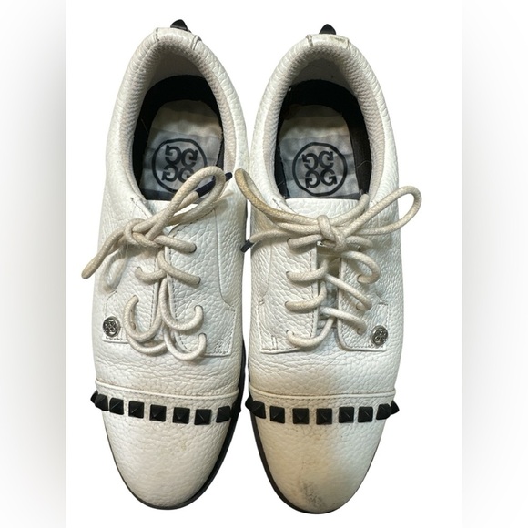 G/Fore Stud Cap Toe White Leather Ladies Golf Shoe - Picture 2 of 7